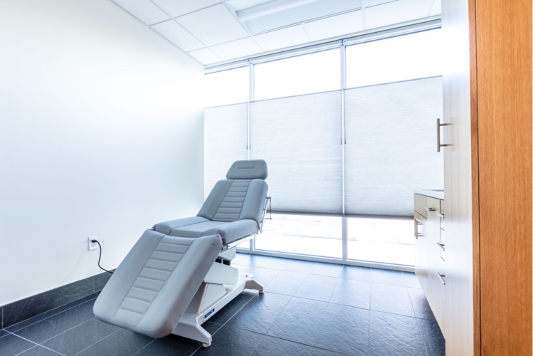 one of the procedure rooms at B + A Medical Aesthetics